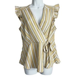 Monteu Los Angeles Short Sleeve Blouse Top Pale Yellow